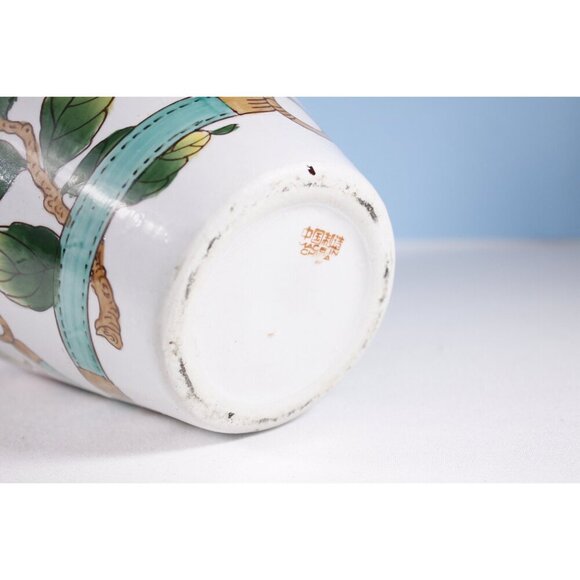 Vintage Chinese Majolica painted vase, hand painted vase with apples, apple - Picture 8 of 10